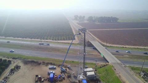 Climbers check antennas on tower. Stock Footage 229728362