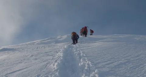 Climbers climbing mountain. Basic Alpine Mountaineering Course Stock Footage 102025515