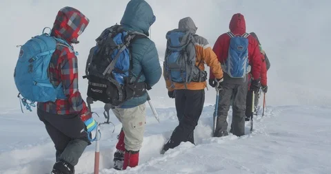 Climbers climbing mountain. Basic Alpine Mountaineering Course Stock Footage 108635051