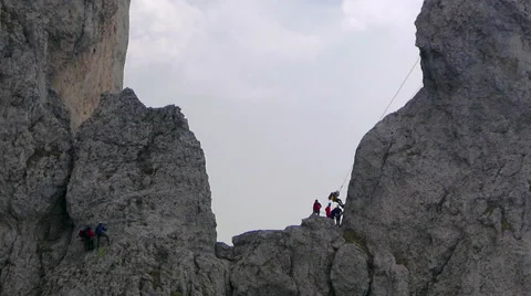 Climbers descending the mountain Stock Footage 63306152