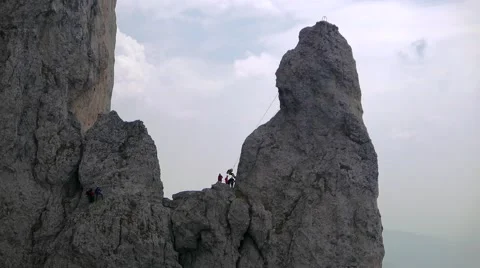 Climbers fall from a rock formation Stock Footage 63748238