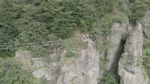 Climbers on a ferrata Stock Footage 232371659