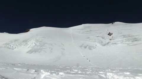 Climbers at mountain pass Видео 49066619