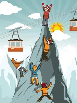 Climbers on the mountain top Stock Illustration