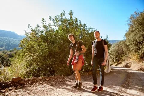 Climbers on the road Stock Photos