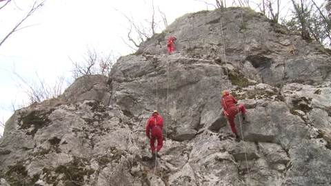 Climbers on rocks Stock Footage 143697822