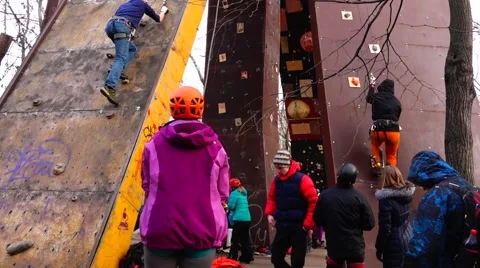 Climbers in training. Motivation. Mountain Stock-Footage 69030481