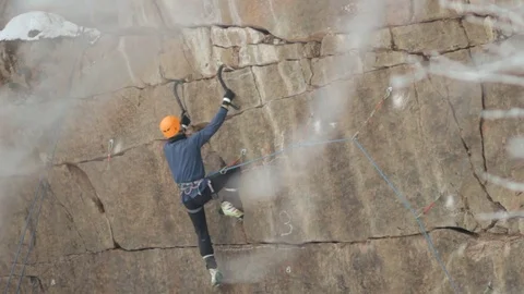 Climbers on the wall Stock Footage 83680830