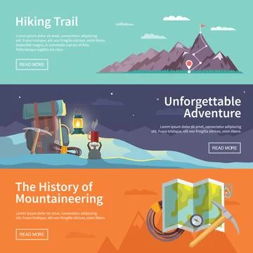 Climbinf flat web banner Stock Illustration