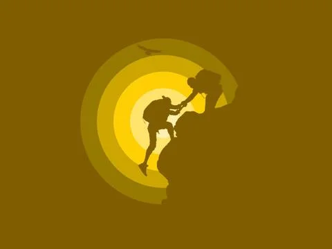 Climbing Activity 2 Person Stock Illustration