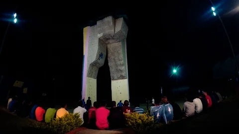 Climbing on an artificial wall. Stock Footage 113745191