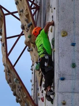 Climbing on an artificial wall Stock Photos
