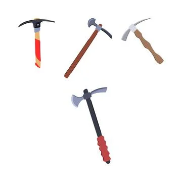 Climbing axes and mining pickaxes collection Stock Illustration