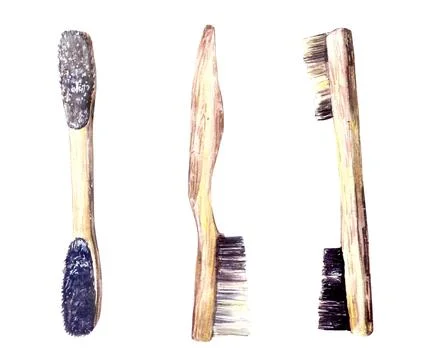 Climbing boulder brush set to clean the stonesHand drawn watercolor Stock Illustration