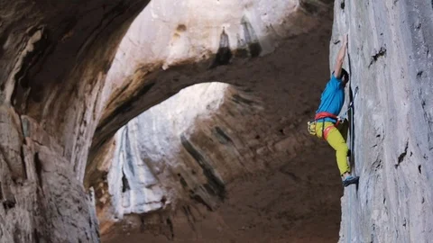 Climbing in a cave Stock Footage 101446681