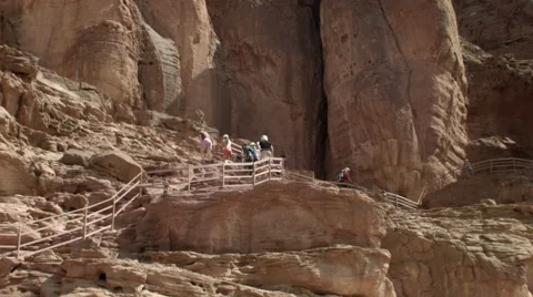 Climbing a desert mountain Video stock 58218168