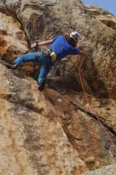 Climbing enthusiasts Stock Photos