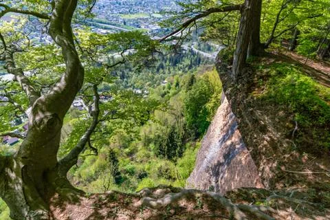 Climbing the via ferrata in Bregenz Stock Photos