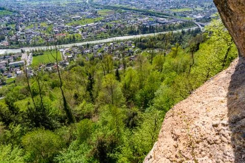 Climbing the via ferrata in Bregenz Stock Photos
