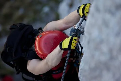 Climbing via ferrata Stock Photos