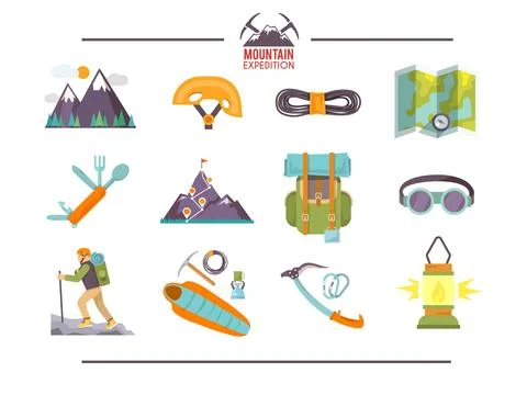 Climbing flat icons Stock Illustration