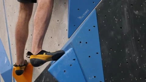 Climbing footwork on volume slab  Stock Footage 154780268