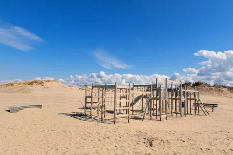 Climbing frame at the beach Stock Photos