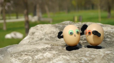 Climbing funny eggs Stock Footage 37318717