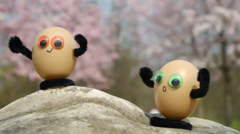 Climbing funny eggs Stock Footage 37318728
