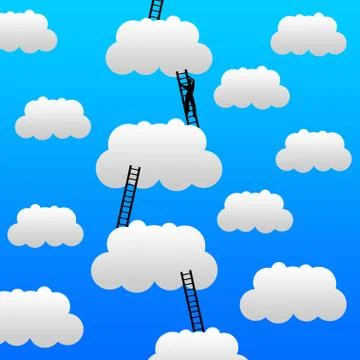 Climbing high ladder  Stock-Illustration