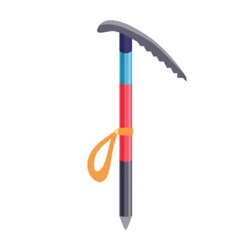 Climbing ice axe in flat design. Alpinism icebreaker with handle, trekking .. Stock Illustration