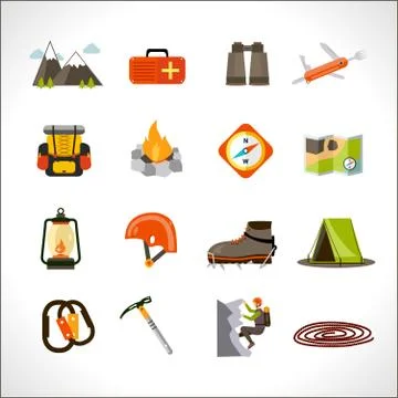 Climbing Icons Set Stock Illustration