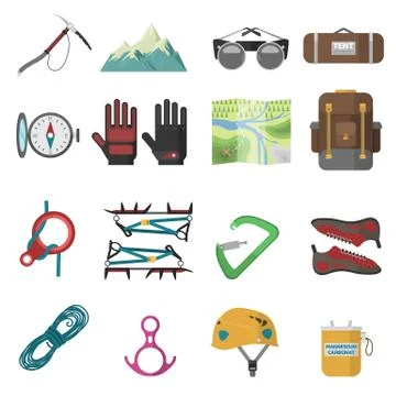 Climbing icons set vector. Ilustração Stock