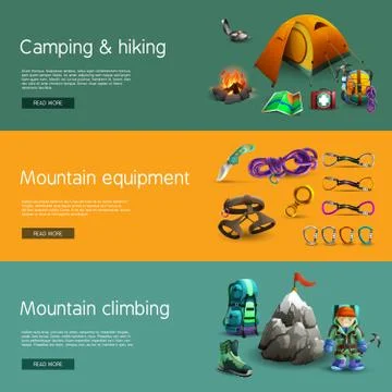 Climbing interactive 3d banners set Stock Illustration