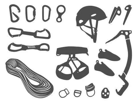 Climbing items vector set Illustrazione stock