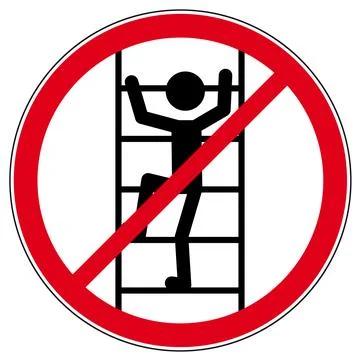Climbing ladders prohibited, climbing up prohibited - prohibition sign, warning Stock Illustration