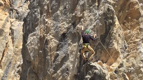 Climbing man, Crimea Stockbeeldmateriaal 85823547