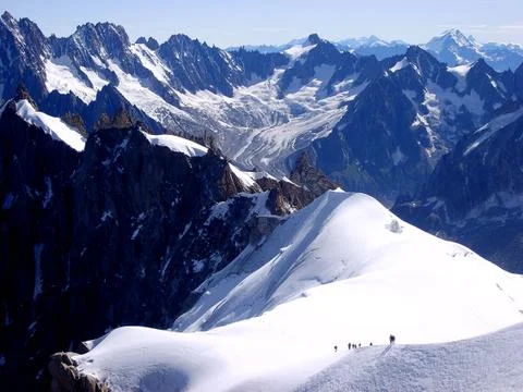 Climbing in massive Mont Blanc, Chamonix, France Stock Photos