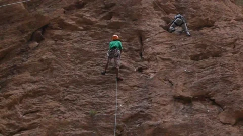Climbing moroccan cliffs Stock Footage 134701193