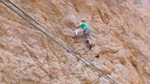 Climbing moroccan cliffs Stock Footage 134701227