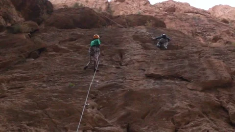 Climbing moroccan cliffs Stock Footage 134701317