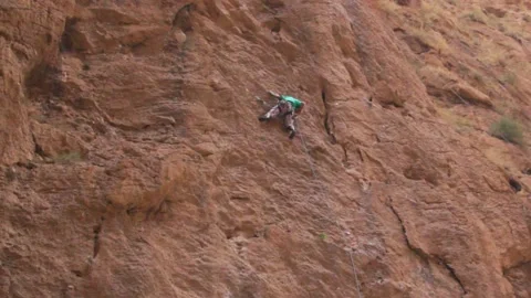 Climbing moroccan cliffs Stock Footage 134701440