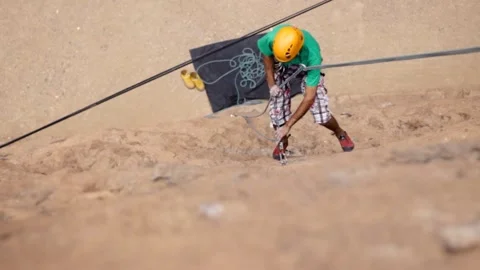 Climbing moroccan cliffs Stock Footage 134701459