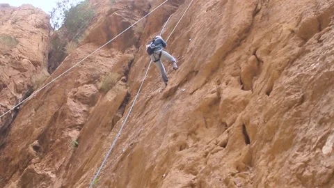 Climbing moroccan cliffs Stock Footage 134701658