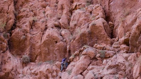 Climbing moroccan cliffs Stock Footage 134704161