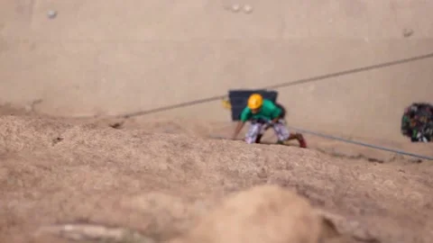 Climbing moroccan cliffs Stock Footage 134705317