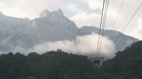 Climbing Mount Ai-Petri cable car. Stock Footage 109480667