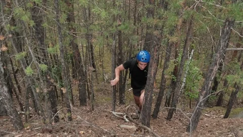 Climbing the mountain Stock Footage 248629113