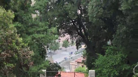 Climbing a mountain in a funicular Stock Footage 69099657