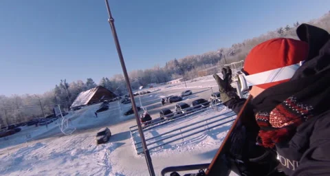 Climbing the mountain on the lift. Stock Footage 131560643